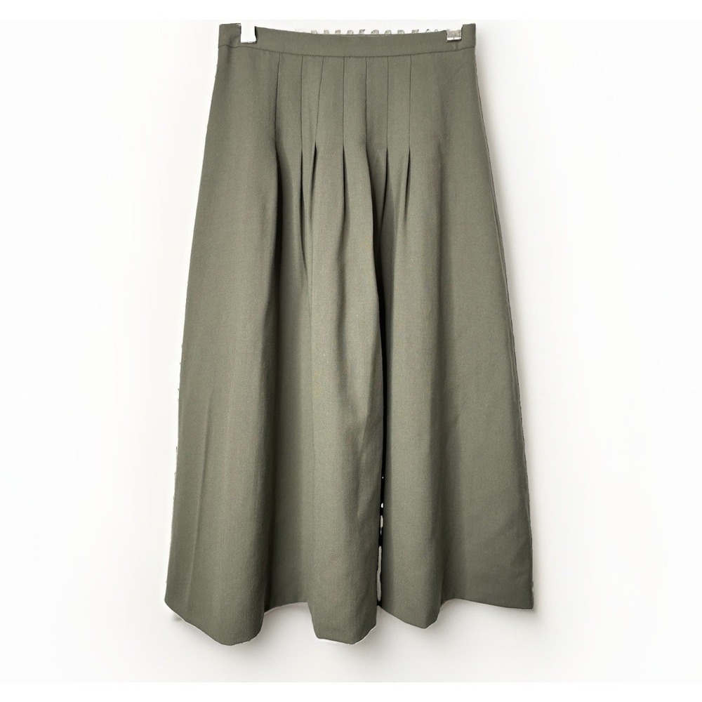 Vtg Pleated Gordon Of Philadelphia Skirt Womens SZ 4 Waist 24 Olive Green Wool